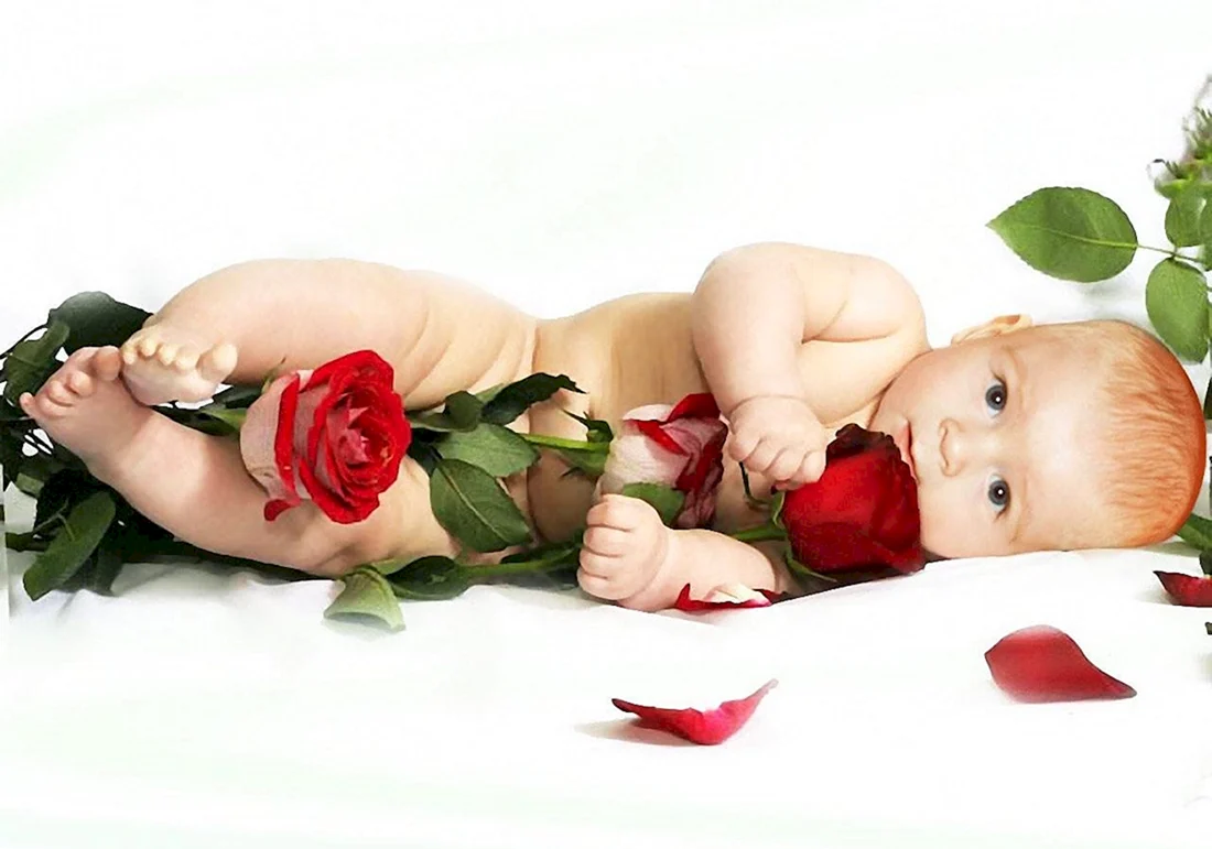 Малыш с розой