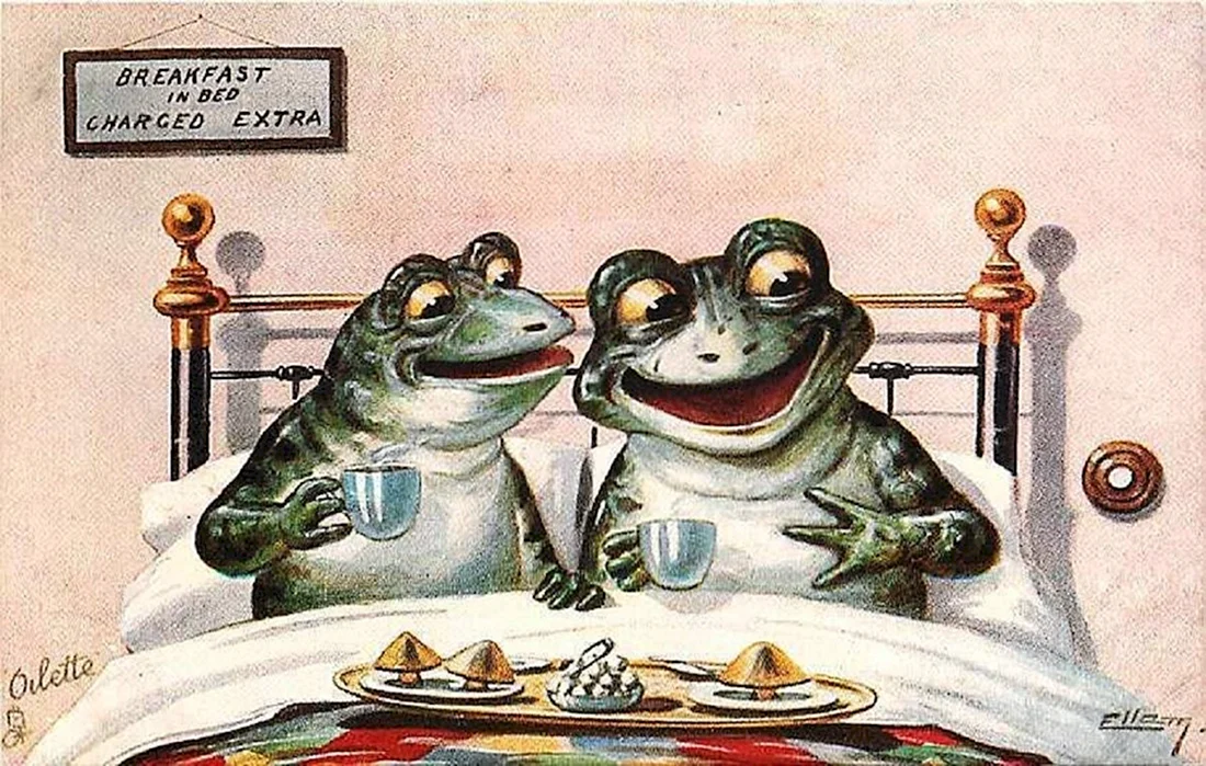 Старинные открытки с лягушками